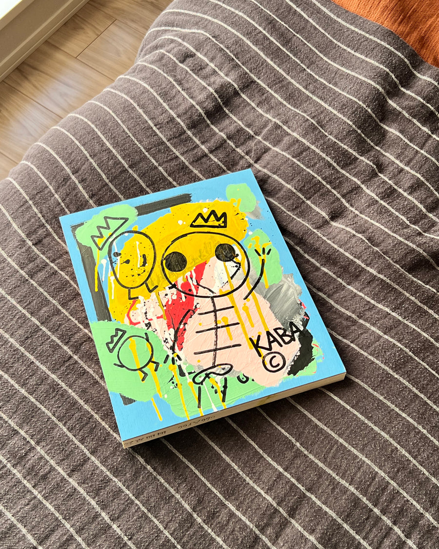 Coral Glow: Skeleboy & King Blueberry on Wood Canvas