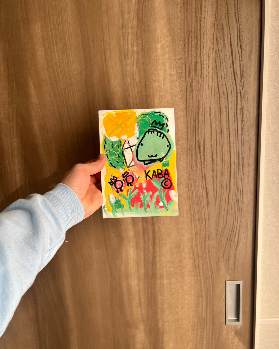 2025年春:木製キャンバスに描いたブルーベリーとキノコ