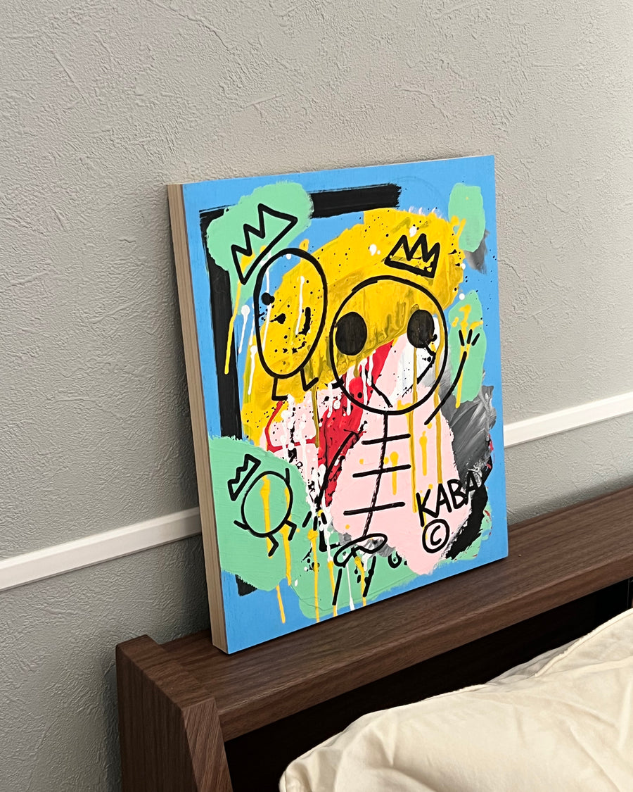 Coral Glow: Skeleboy & King Blueberry on Wood Canvas